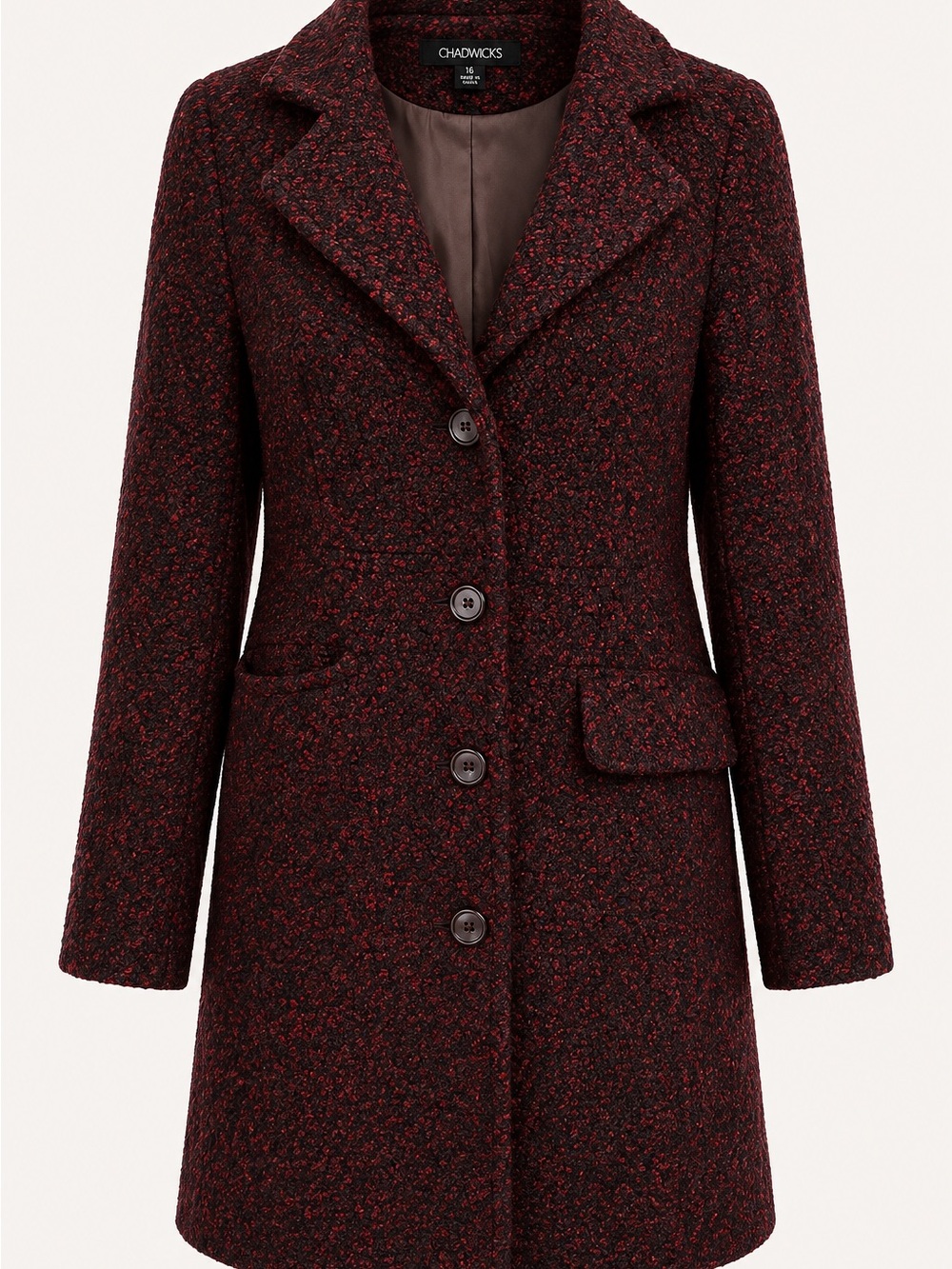 Chadwicks Wool Blend Burgundy Speckled Peacoat Women’s 16